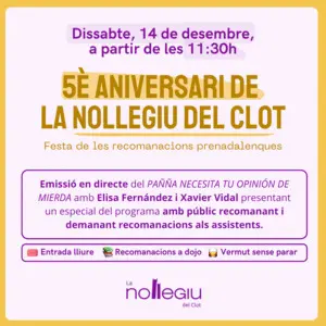 FESTA 5 ANYS DE LA NOLLEGIU DEL CLOT: EMISSIÓ EN DIRECTE AMB PÚBLIC DEL PAÑÑA